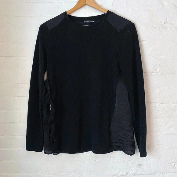 Zara Black Mixed Media Sweater Small - Picture 1 of 11